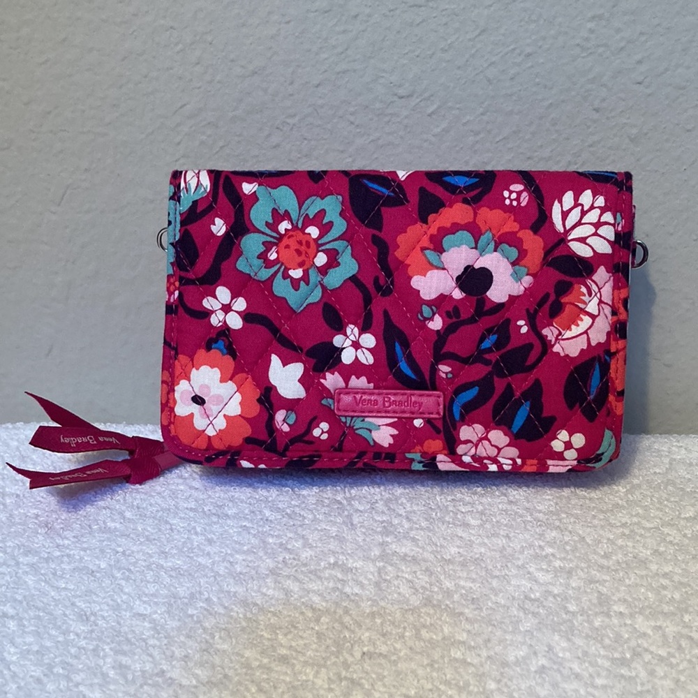 ThredUP: Vera Bradley RFID 3-in-1 Crossbody Wallet Bloom Berry Signature Print - Picture 2 of 12